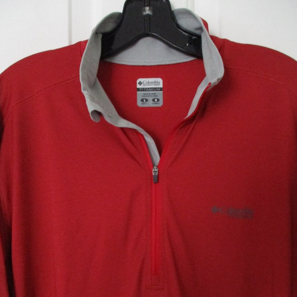 Columbia Titanium Mens L/S Red 1/4 Zip Lightweight Sweater Top NWOT - Large